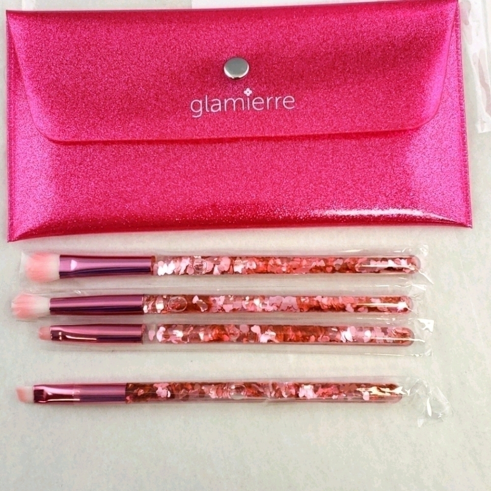 Glamierre Pink Luxe Glitter Eye Brush Set NIB New!